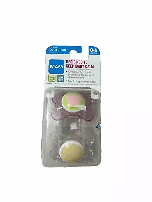 BEST PRICE  ! NEW MAM Orthodontic Newborn Pacifiers Set Of 2 & Sterilizing Cases • $9.49