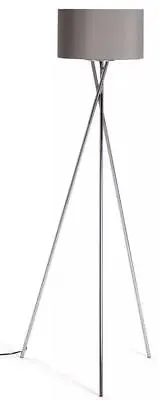 Tripod Floor Lamp Grey And Chrome 150cm Tall With Foot Switch • £29.95