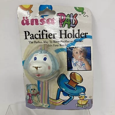 Vintage Baby Ansa Pals Pacifier Holder White Blue  Lamb Ribbon New Package Prop • $15.29