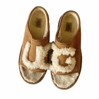 UGG Australia Chestnut Fur Logo Slide Sandals Slippers US 7 • $29