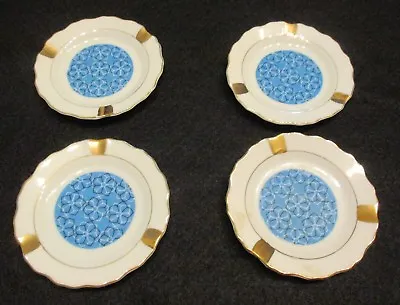 * 4 Asian Porcelain Ashtrays Mid Century Modern Gold Trim Set Japanese • $15