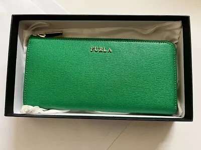 Furla L Genuine Leather Babylon  Wallet  Purse Color: Emerald • $76.46