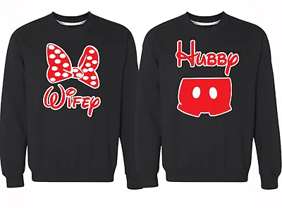 2 FOR 1 SALE: Hubby Wifey Matching Couple Soft Black Unisex Sweatshirt S-6X • $46.49