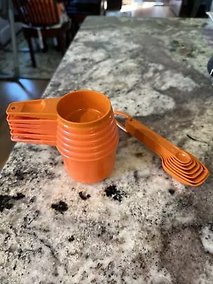 Vintage Tupperware Measuring Cups And Spoons Sets Orange • $34.95