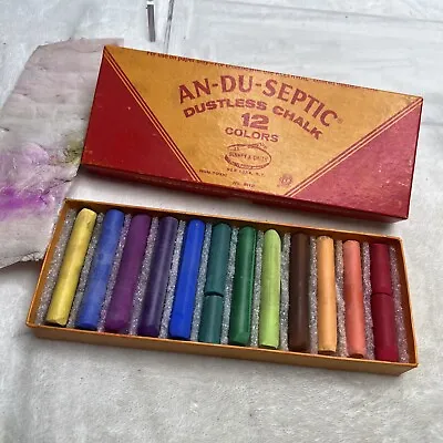 Vintage An-du-septic Binney & Smith Dustless Chalk 12 Colors • $16.67