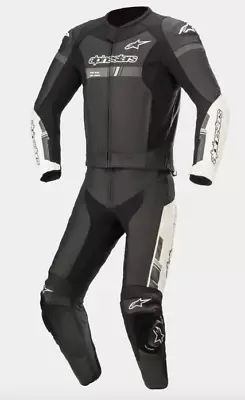 Motorcycle Motorbike Leather Racing Riding Suit 2Pcs CE Armoured Black/White • $350