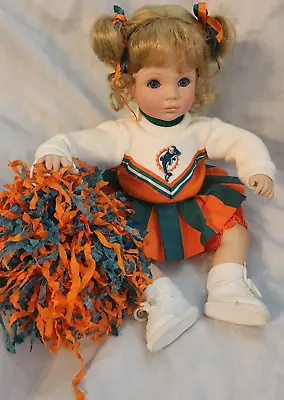 Vintage 2003 Susan Walden NFL Miami Dolphins Cheerleader Doll Porcelain 1 POMPOM • $30