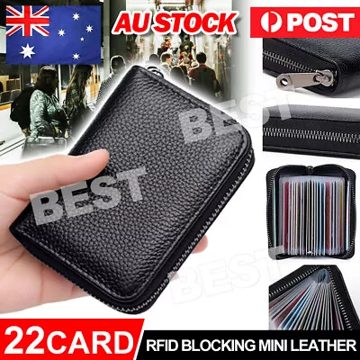 RFID Blocking Mini Leather 22 Card Wallet Business Case Purse Credit Card Holder • $5.85