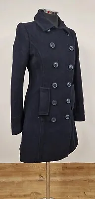 Superdry Military Coat Small 8/10 Double Breast Navy Blue Sequin Collar Limited  • £35.95