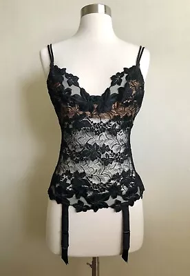 NWT La Perla Italy Black Lace Bustier Corset W/ Garters - Sz 34B • $200