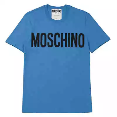 Moschino Men's Blue Logo Print Cotton Jersey T-Shirt • $74.19