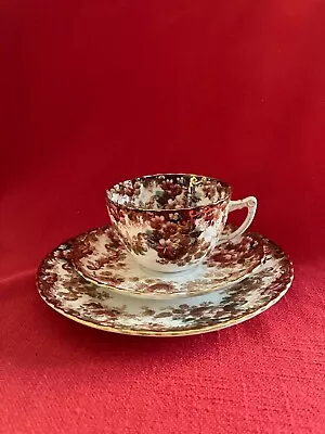 C 1894 Samuel Radford Embossed Fluted Floral Tea Trio Pattern #643 Set #8 • £102.11