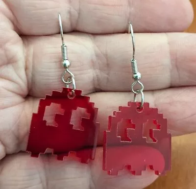 Red  Pacman Ghost Earrings • £3.75