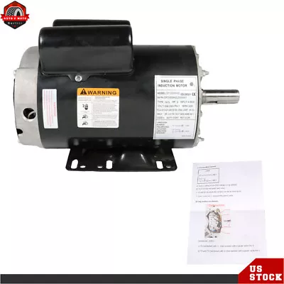 1Phase Electric Motor 5HP Compressor Duty 230V 3450RPM Frame-56HZ ODP 7/8''Shaft • $210.08