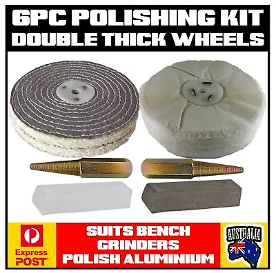 Metal Polishing Kit For Bench Grinder Buffing (double Thick Wheels) Aluminium • $125