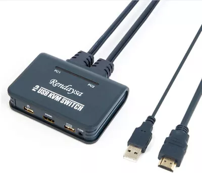 Rendaysa 2-port HDMI/USB KVM Switch - Button Version • £17.45