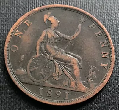 Penny 1891 Bun Head Queen Victoria - Great Detail - Free UK Post • £4.95