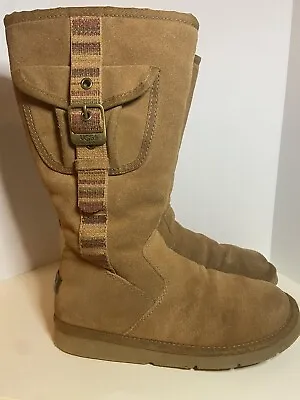 UGG Utility Cargo Pocket Sheepskin Winter Boots Womens Size 6 Brown Suede • $24.99
