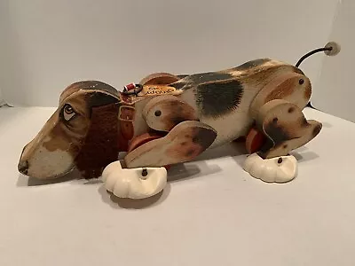 Vintage Fisher-Price SNOOPY Beagle Dog Wooden Pull Toy 1961 No Leash 16  Long • $25