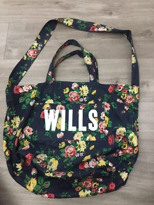 £1.99 • Buy 💙🌸🌼Large Pretty  “Jack Wills “ Navy Cotton Floral Bag (15” X 20” ) 🌼🌸💙