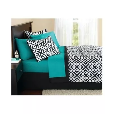 New Full Size Comforter Set Teal Sheets Pillow Shams Bedspread Bedding Bedskirt • $58.98