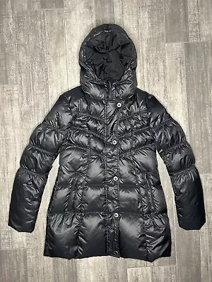 Prana Down Puffer Jacket Milly Coat Women’s Small Black Hood Pockets Zip • $53.99