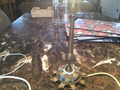 £20 • Buy Vintage,Antique Brass & Enamel Floral Lamp,working,10.5” Inch Tall