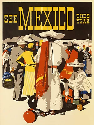 SEE Mexico Mexican North America Travel Tourism Vintage Poster Repro FREE S/H • $17.90