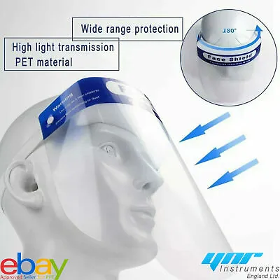 Face Shield Full Face Visor Protection Mask PPE Shield Clear Plastic Transparent • £6.49