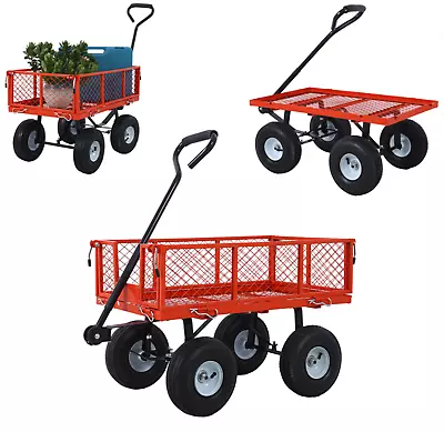 Heavy Duty Steel Utility Garden Cart Wagon Removable Sides Convert Into Flatbed • $125.90