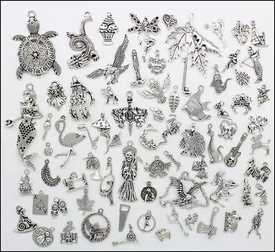 Wholesale Antique Silver Jewelry Findings Charms Pendants Carfts DIY • $1.44