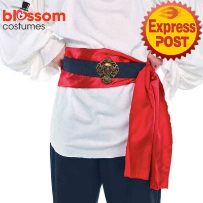 £10.76 • Buy AC1464 Adult Pirate Belt Red Sash & Skull Buckle Caribbean Jack Sparrow Costume