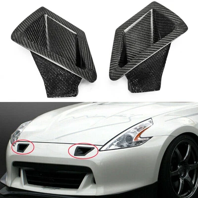 $83.66 • Buy 2x Carbon Fiber Front Bumper Vent Air Duct Intake Cover Trim For Nissan 370z Z34