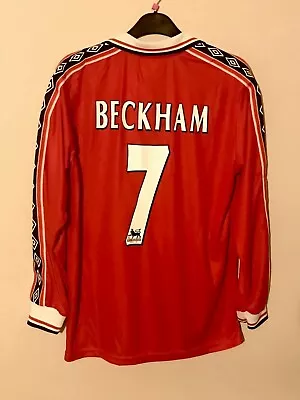 Manchester United 1999 BECKHAM 7 Long Sleeve Shirt XL New Tags Retro Remake • £39.99