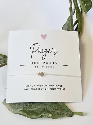 £1 • Buy Hen Party Favour Wish Bracelet Bride Tribe - Hen Do - Hen Weekend - Heart Design