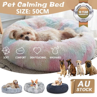 $15.15 • Buy Pet Dog Cat Calming Bed Warm Soft Plush Round Nest Comfy Sleeping Kennel Cave AU