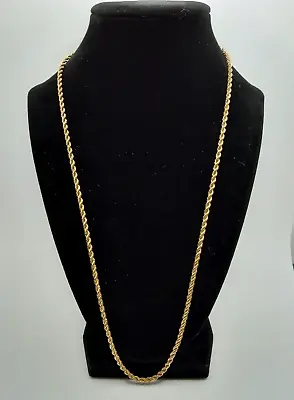 Vintage Trifari Gold Tone Rope Chain Necklace 24  Signed • $11.96