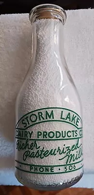 TRPQ Milk Bottle Storm Lake Dairy Products Storm Lake IA Buena Vista County Iowa • $40.98