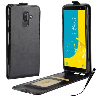 Black Leather Flip Wallet Case Cover For Samsung Galaxy J8 2018 + Stylus • $9.99