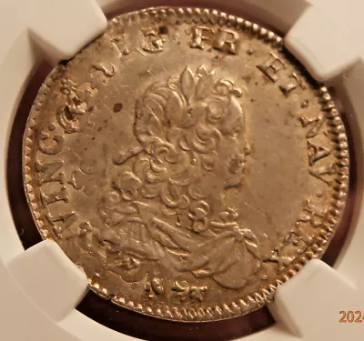 1720 A Silver 1/3 Ecu French Colonies John Law Issue Ngc Au 55 #p-145 • £280.23