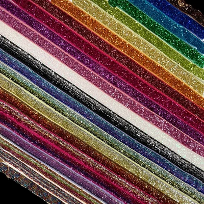 £0.99 • Buy 10/25mm Glitter Velvet Ribbon By The Metre 100% Nylon 40+ Metallic Colours
