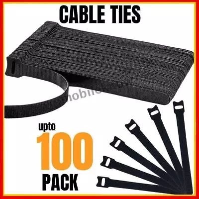 100-300pcs Reusable Cable Tie Nylon Hook Loop Strap Cord Ties PC TV Organiser • $13.48