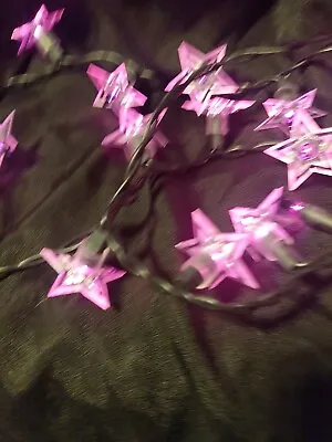 VINTAGE   Halloween Or CHRISTMAS STRING LIGHT 20 Purple Lights With Stars Works! • $8