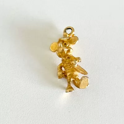 Vintage Mickey Mouse Shaped Gold Tone Charm Pendant • $24.99