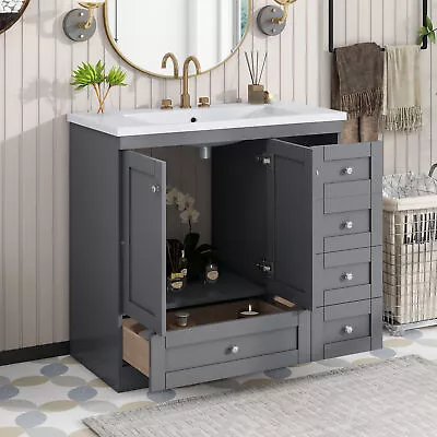 36  Bathroom Vanity W/ Sink Freestanding Storage Vanity Cabinet 4 Drawers • $328