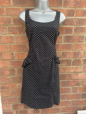 £2.99 • Buy Dorothy Perkins, Cute  Black & White Polka Dot Print Peplum Dress Sz 8