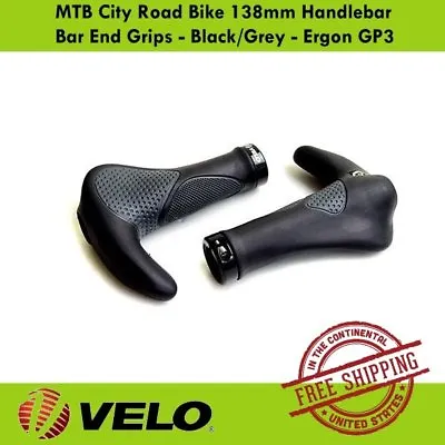 VELO MTB City Road Bike 138mm Handlebar Bar End Grips Ergon GP3- Black/Grey • $24.90