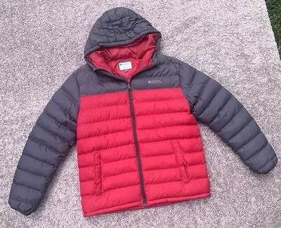 Mountain Warehouse Down Puffer Mens L Red/grey Featherlite Full Zip Hooded • $39.99