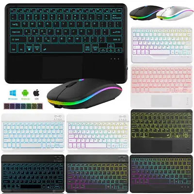 10  Backlit Wireless Bluetooth Touchpad Keyboard Mouse For PC MAC Laptop Tablet • £18.99