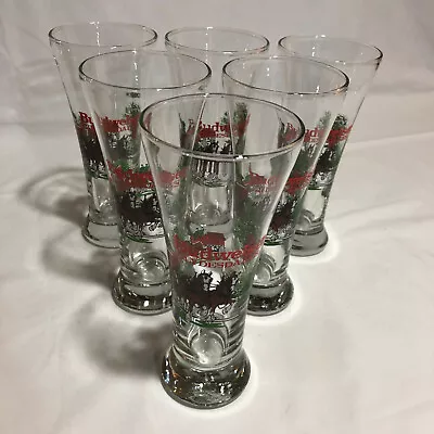 Vintage Budweiser Clydesdale 1991 Fluted Pilsner 12 Oz Beer Glass Set Of 6 • $16